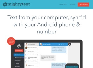 How mightytext.net looks like on a tablet such as an iPad.