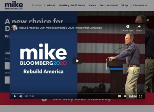 How mikebloomberg.com looks like on a tablet such as an iPad.