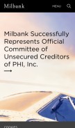 How milbank.com looks like on a mobile device such as an iPhone.