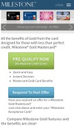 How milestonegoldcard.com looks like on a mobile device such as an iPhone.