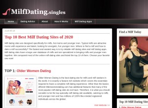 How milfdating.singles looks like on a tablet such as an iPad.