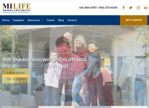 How milifeinsurance.ca looks like on a tablet such as an iPad.