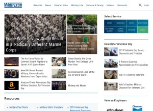 How military.com looks like on a tablet such as an iPad.
