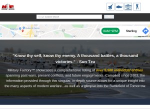 How militaryfactory.com looks like on a tablet such as an iPad.