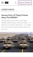How militarymachine.com looks like on a mobile device such as an iPhone.