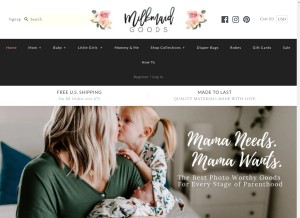 How milkmaidgoods.com looks like on a tablet such as an iPad.