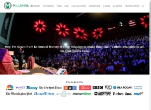 How millennialmoney.com looks like on a tablet such as an iPad.