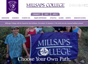 How millsaps.edu looks like on a tablet such as an iPad.