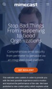 How mimecast.com looks like on a mobile device such as an iPhone.