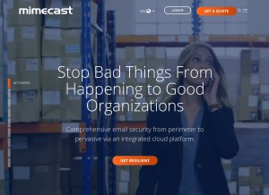 How mimecast.com looks like on a tablet such as an iPad.
