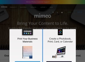 How mimeo.com looks like on a tablet such as an iPad.