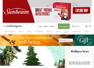 How mindbodygreen.com looks like on a tablet such as an iPad.