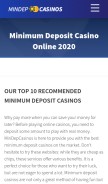 How mindepcasinos.com looks like on a mobile device such as an iPhone.