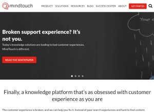 How mindtouch.com looks like on a tablet such as an iPad.