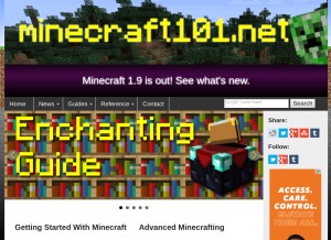How minecraft101.net looks like on a tablet such as an iPad.