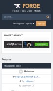How minecraftforge.net looks like on a mobile device such as an iPhone.