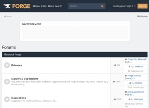 How minecraftforge.net looks like on a tablet such as an iPad.