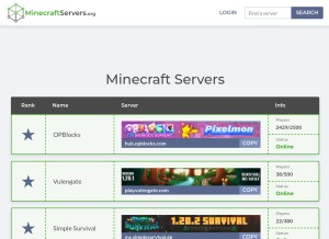 How minecraftservers.org looks like on a tablet such as an iPad.
