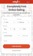 How mingle2.com looks like on a mobile device such as an iPhone.