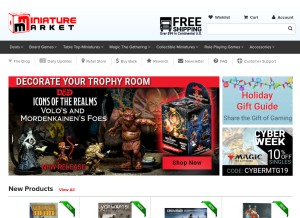 How miniaturemarket.com looks like on a tablet such as an iPad.
