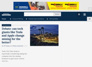 How mining-technology.com looks like on a tablet such as an iPad.