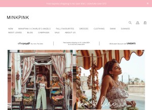 How minkpinkworld.com looks like on a tablet such as an iPad.