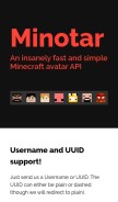 How minotar.net looks like on a mobile device such as an iPhone.