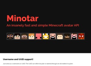 How minotar.net looks like on a tablet such as an iPad.