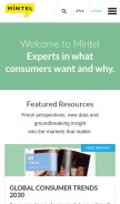 How mintel.com looks like on a mobile device such as an iPhone.