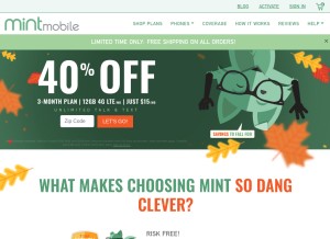 How mintmobile.com looks like on a tablet such as an iPad.