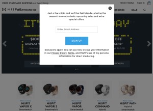 How misfit.com looks like on a tablet such as an iPad.
