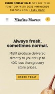 How misfitsmarket.com looks like on a mobile device such as an iPhone.