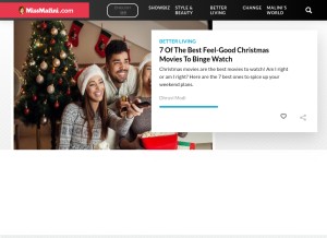 How missmalini.com looks like on a tablet such as an iPad.