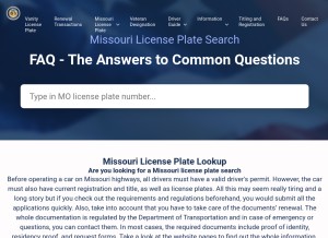 How missourilicenseplate.com looks like on a tablet such as an iPad.