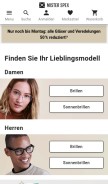 How misterspex.de looks like on a mobile device such as an iPhone.