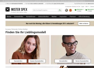 How misterspex.de looks like on a tablet such as an iPad.