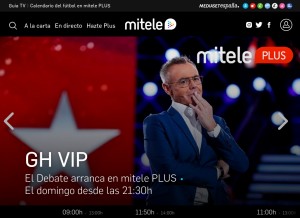 How mitele.es looks like on a tablet such as an iPad.