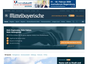 How mittelbayerische.de looks like on a tablet such as an iPad.