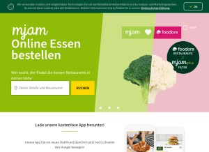 How mjam.net looks like on a tablet such as an iPad.