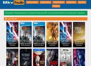 How mkvhub.com looks like on a tablet such as an iPad.