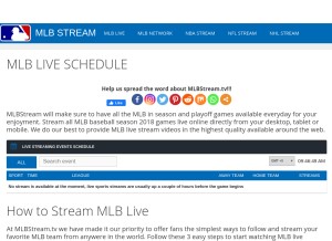 How mlbstream.tv looks like on a tablet such as an iPad.