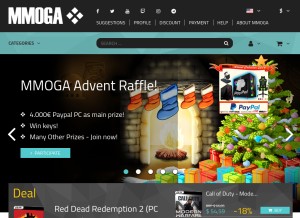 How mmoga.com looks like on a tablet such as an iPad.