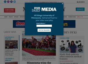 How mndaily.com looks like on a tablet such as an iPad.