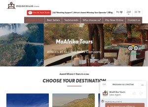 How moafrikatours.com looks like on a tablet such as an iPad.