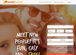 How mobifriends.com looks like on a tablet such as an iPad.