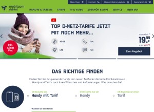How mobilcom-debitel.de looks like on a tablet such as an iPad.