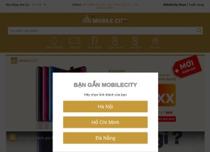 How mobilecity.vn looks like on a tablet such as an iPad.