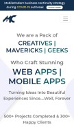 How mobilecoderz.com looks like on a mobile device such as an iPhone.
