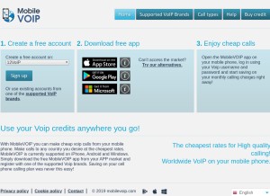How mobilevoip.com looks like on a tablet such as an iPad.