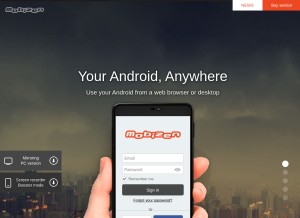 How mobizen.com looks like on a tablet such as an iPad.